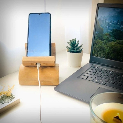 Bamboo Mobile Holder Charging Dock
